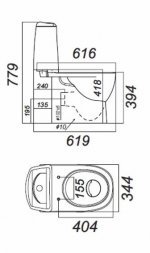 Унитаз компакт Sanita LUXE Best Comfort с сид. дюроп. сист. soft close, Clip up WC.CC/Best/2-DM/WHT.G/S1
