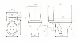 Унитаз компакт ROSA РИО гориз. вып., 2-х реж. арматура Уклад, сиденье полипропилен Вн УнБ54 449067