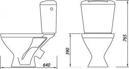 Унитаз компакт Универсал с бачком белый с декором кноп.ниж.п. Вр5