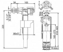 Арматура Alca Plast боковая подводка с латунной  резьбой SA2000K 1/2&quot; CHROM